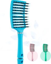 MOONIE'S® Brosse à Cheveux Perméable à Ventilation Courbe - Brosse à Cheveux Anti-emmêlement - Blauw - Brosse Démêlante - Brosse Ventilée Courbe - Blue