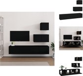 vidaXL TV-meubelset - Zwarte bewerkt hout - 30.5 x 30 x 30 cm / 60 x 30 x 30 cm / 80 x 30 x 30 cm (B x D x H) - Wandmontage ontwerp - Kast