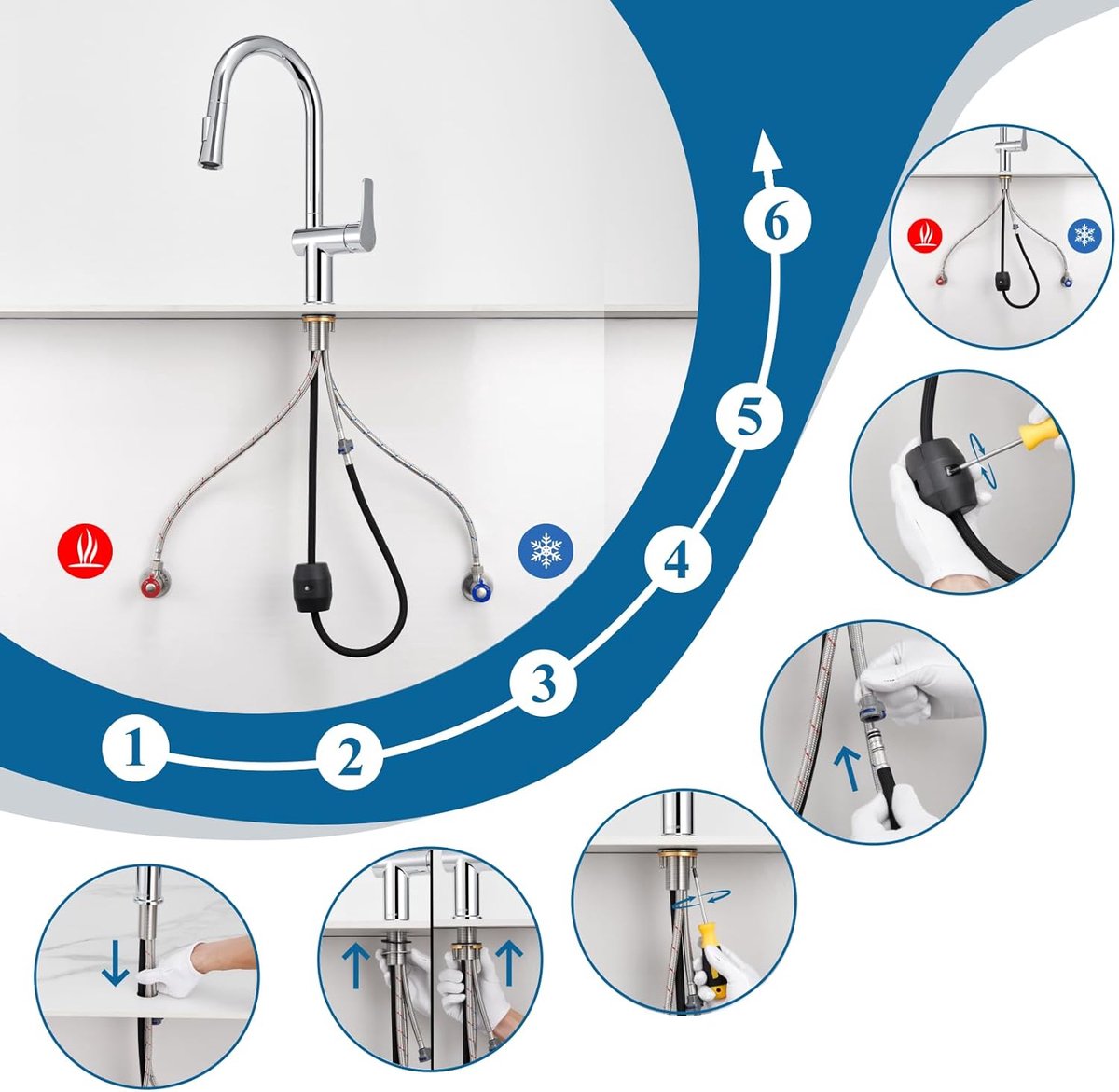 Keukenkraan Uittrekbaar Chroom Keukenkraan met Uittrekbare Douche 360