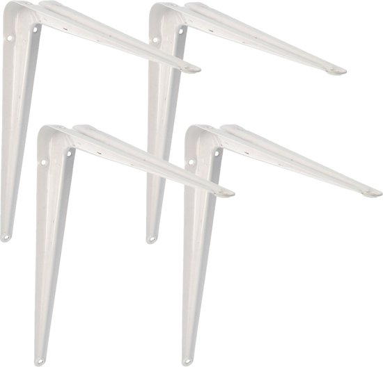 AMIG Support d'étagère/support d'étagère en métal - 4x - laqué blanc - H350 x L300 mm