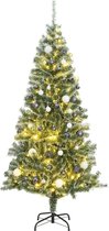vidaXL - Kunstkerstboom - met - 300 - LED's - kerstballen - en - sneeuw - 240 - cm