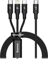 Baseus Rapid 3-in-1 câble USB 1,5 m USB A USB C.Micro USB A/Lightning Noir