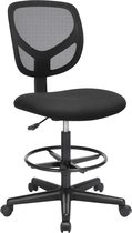 Chaise de bureau SONGMICS, tabouret de travail ergonomique, hauteur d'assise 51,5-71,5 cm, chaise de travail haute avec repose-pieds réglable, capacité de charge 120 kg, noir OBN15BK