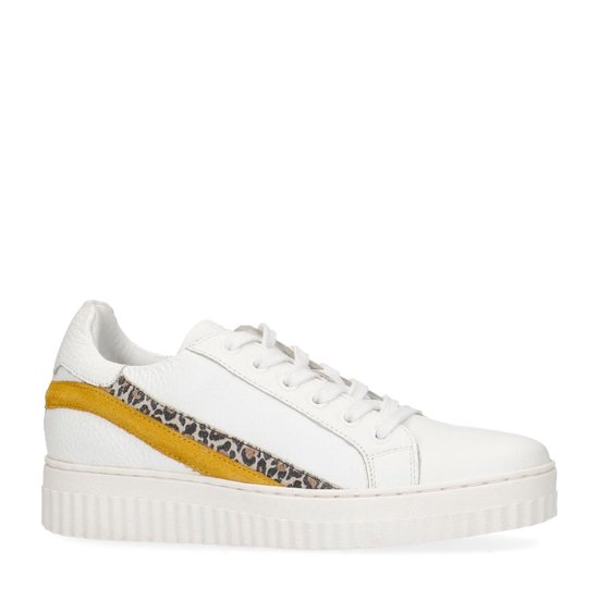 Sacha - Dames - Witte sneakers met geel detail - Maat 38 - Sacha