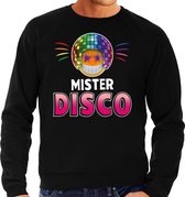 Funny emoticon sweater Mister disco zwart heren S (48)