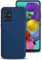 silicone case Samsung Galaxy A71 - blauw + glazen screen protector