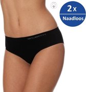 Brubeck Dames Ondergoed Hipster - Naadloos Elastisch katoen - 2 Pack - Zwart - S