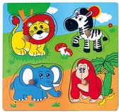 Vigatoys - Knopjespuzzel - Wilde dieren - 4st.