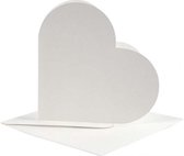 50x Hartjes kaarten wit met enveloppen - Bruiloft/Communie thema uitnodigingen basis materiaal