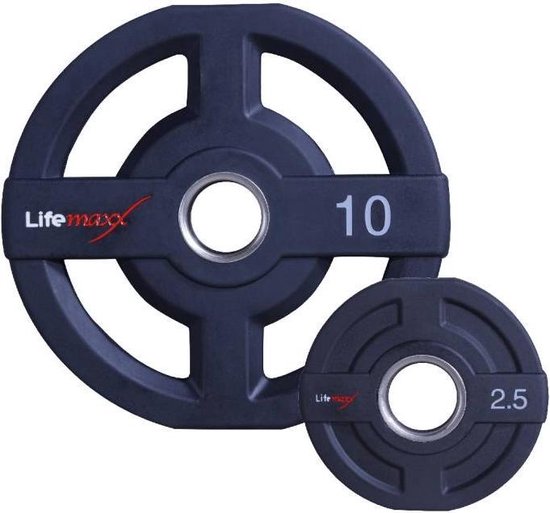 salaris hoek cijfer Lifemaxx Polyurethaan Olympische halterschijf - Gewichten - 50mm - 10 kg |  bol.com
