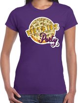 Disco eighties party feest t-shirt paars voor dames S