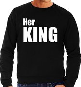 Her king sweater / trui zwart met witte letters voor heren M