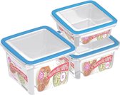 3x Stock / Conteneur alimentaire 1L, 1.5L et 2L transparent / plastique bleu / plastique - Kiev - Conteneur alimentaire hermétique / hermétique - Mealprep - Conserver les repas