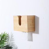 Decopatent® Bamboe wand Tissue box - Tissuehouder voor wandmontage - Muur Tissuedoos hout - Tissuebox voor Wc / Badkamer / Keuken