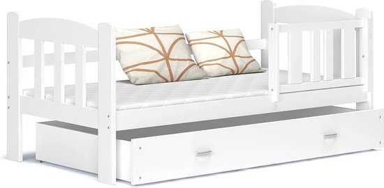 Scherm Ga trouwen Offer Kinderbed 160x70 cm - wit - met diepe lade - met bedhekken - met matras |  bol.com