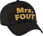 Mrs. FOUT pet  / cap zwart met goud bedrukking dames -  Foute party cap