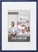 Gelakte Aluminium Wissellijst - Fotolijst - 70x90 cm - Ontspiegeld Kunstglas - Donker Blauw - 10 mm