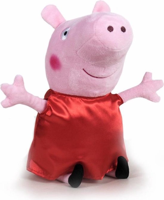 Peluche petit cochon noir et rose 20 cm