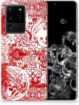 Geschikt voor Samsung Galaxy S20 Ultra Silicone Back Case Angel Skull Red