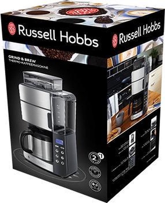 Opties voor koffiebereiding - Russell Hobbs 25620-56 - Russell Hobbs Grind and Brew Thermal Carafe Combinatiekoffiemachine 1 l Volledig automatisch