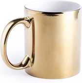 Metallic gouden koffiebeker/theemok keramisch 350 ml - Servies - Bekers/mokken