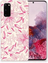 Back Cover Geschikt voor Samsung S20 TPU Siliconen Hoesje Pink Flowers