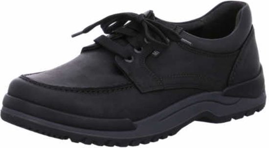 Zwarte Mephisto veterschoen met grijze zool.