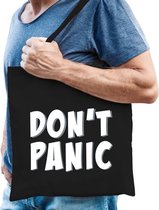 Dont panic / geen paniek cadeau katoenen tas zwart voor heren - crisis - tasje / shopper