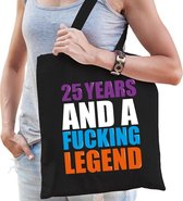 25 year legend / 25 jaar legende cadeau tas zwart voor dames cadeau katoenen tas zwart voor dames - kado tas / tasje / shopper