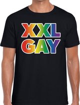 Regenboog XXL gay pride zwart t-shirt voor heren XL