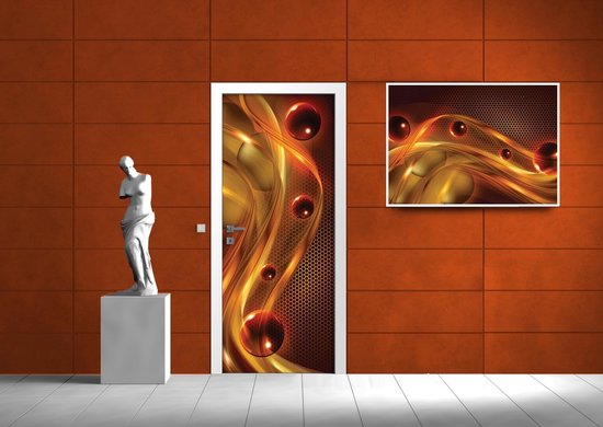 Deursticker Muursticker Abstract | Oranje | 91x211cm