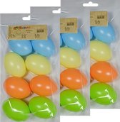 24x Pastel gekleurde kunststof eieren decoratie 6 cm hobby/knutselmateriaal - Knutselen DIY eieren beschilderen - Pasen thema plastic paaseieren eitjes multikleur