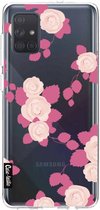 Casetastic Samsung Galaxy A71 (2020) Hoesje - Softcover Hoesje met Design - Pink Roses Print