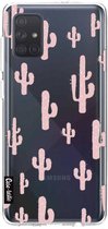 Casetastic Samsung Galaxy A71 (2020) Hoesje - Softcover Hoesje met Design - American Cactus Pink Print