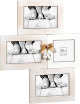 Mascagni - Multi baby fotolijst hout met decoratie voor 1 foto 10x10 en 3 foto's 10x15 'formaat: 32x41 cm WC A956
