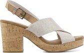 Toms Sandalen Dames / Damesschoenen - Canvas   - Plateauhak hoogte  8 cm en hoger - Ibiza stof - Beige - Maat 38.5