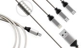 Sinji Lightning Oplaad en Data kabel – 1.8A Snellaad kabel – Flexibele Sterke Metalen Kabel - Zilver – 1 Meter