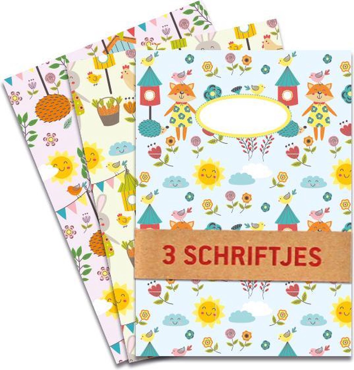 Schriften A5 lijn - Little Kids, met lieve diertjes (3 stuks)