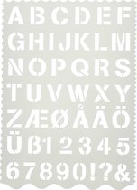 Sjabloon vel 21x29 cm h: 25 mm letters en cijfers 1stuk.