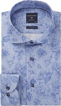 Profuomo - Overhemd SF Blauw Bloemen - 43 - Heren - Slim-fit