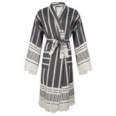 ZusenZomer Hamam kimono dames badjas AZA - sauna - zomer - ochtendjas - lang model - zwart wit