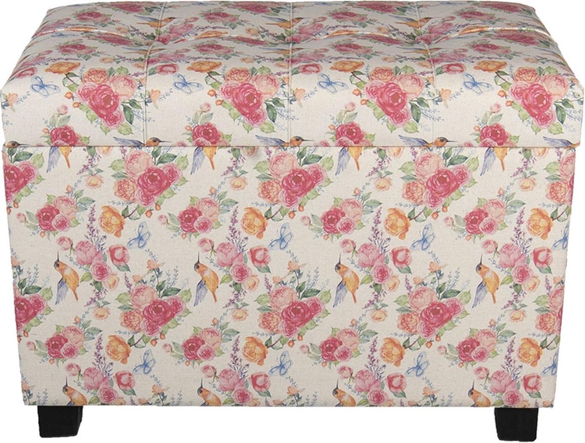 Clayre & Eef Poef 60x36x43 cm Roze Hout
