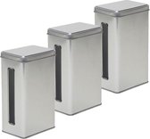 8x Boîtes de rangement rectangulaires argentées / boîtes de rangement avec fenêtre 17 cm - Boîtes de rangement argentées - Boîtes de rangement