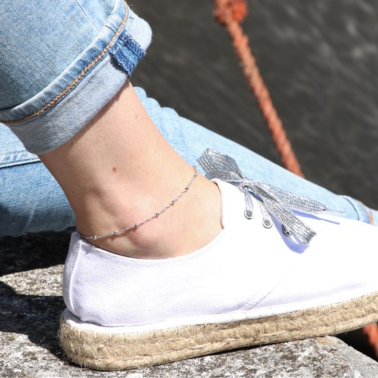 Kenivira 925 Sterling Zilveren Enkelbanden Voor Vrouwen Gelaagde Waterdichte 18K Vergulde Enkelbanden Voor Vrouwen Strand Verstelbare Enkelband Voet Sieraden, 25 Zentimeter, Sterling zilver
