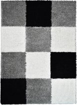 NORA Shaggy Carpet - 120 x 160 cm - Zwart met ruiten