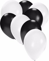 50x ballonnen - 27 cm -  wit / zwarte versiering