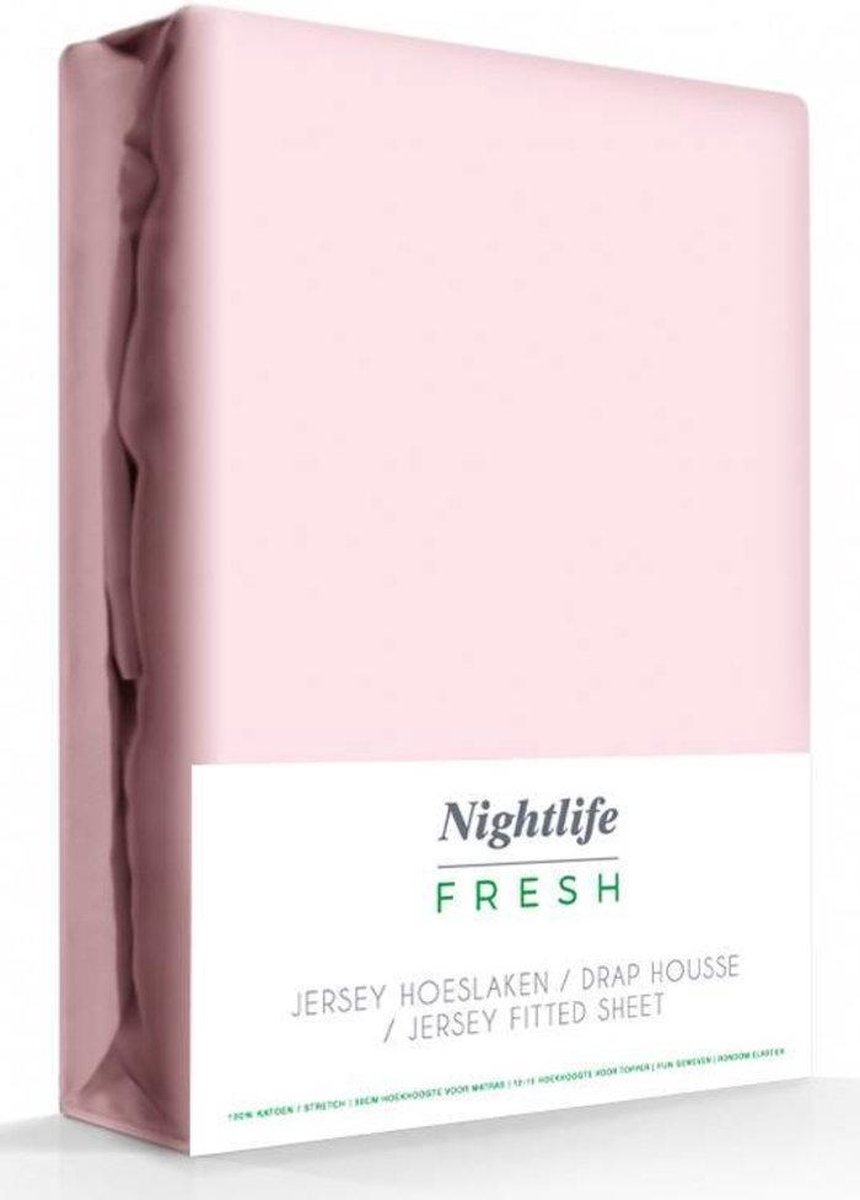 Nightlife Concept Jersey hoeslaken 150 gram 90/100x200/220 + 30 - 100% Katoen (stretch) - Roze