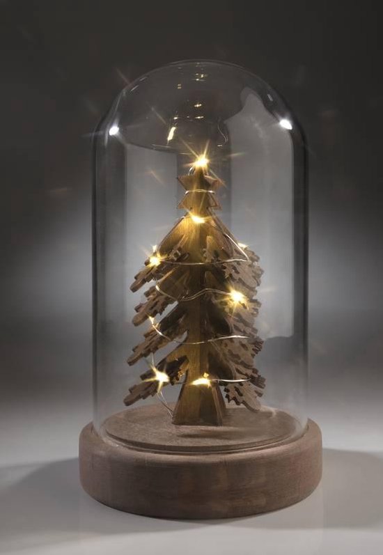 LED kerstboom onder glazen stolp bol.com