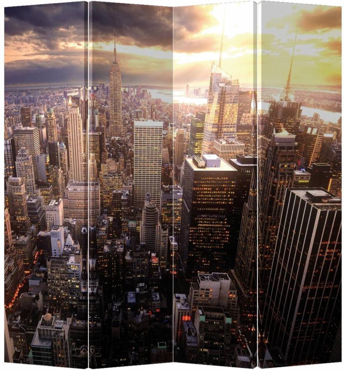 Fine Asianliving Kamerscherm Scheidingswand B160xH180cm 4 Panelen New York bij Zonsondergang