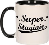 Super stagiair cadeau mok / beker met sterretjes 300 ml - keramiek - afscheidscadeau - koffiemok / theebeker